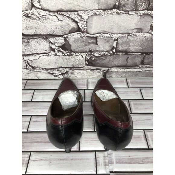 Bill Valentine VTG Burgundy Leather Slip On Classic Heels Women Sz 7M US/37.5EU - Picture 9 of 16